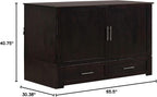 Daily Delight Murphy Cabinet Chest Bed with Charging Station & 6" Memory Foam Mattress, Queen (Java)
