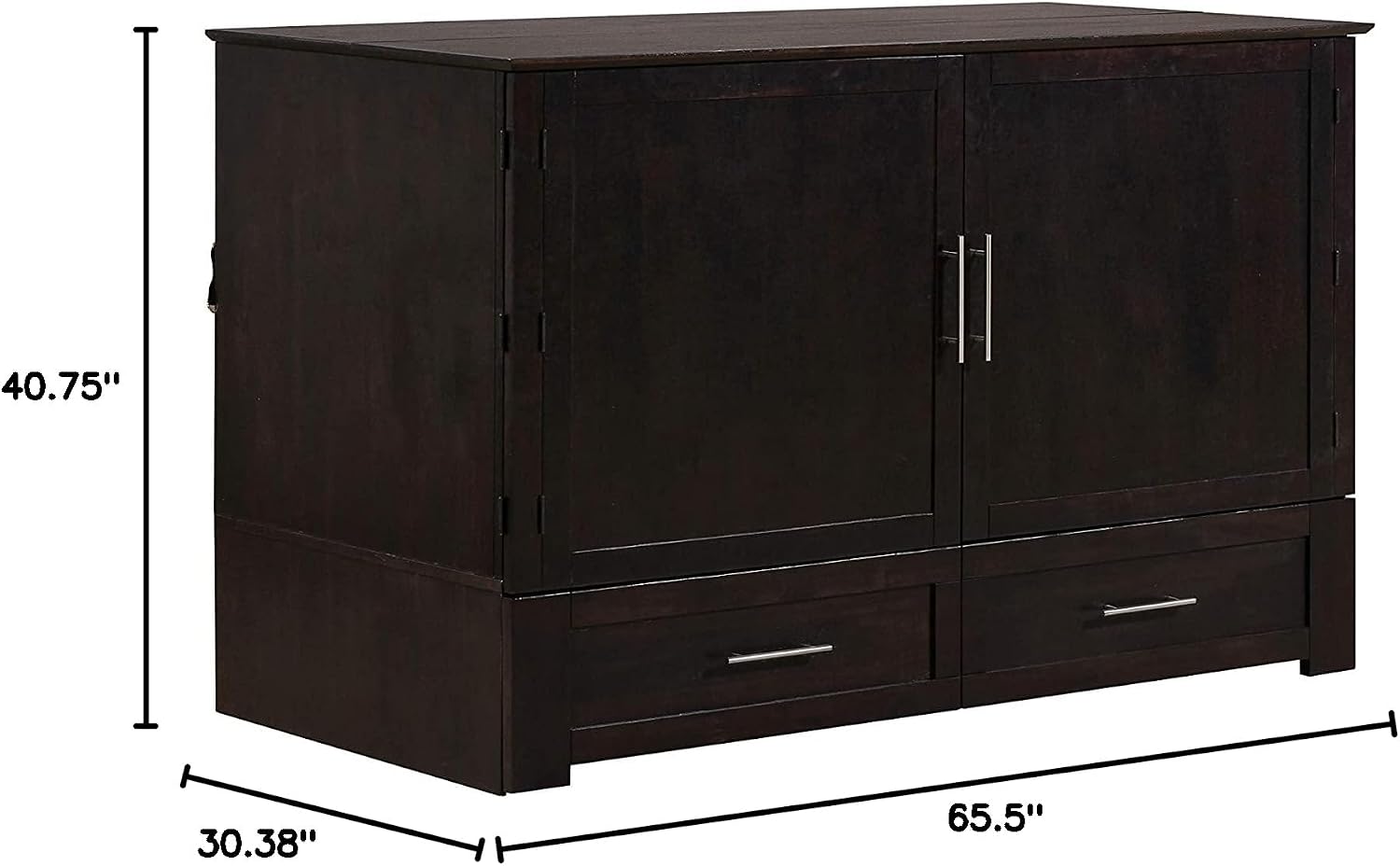 Daily Delight Murphy Cabinet Chest Bed with Charging Station & 6" Memory Foam Mattress, Queen (Java)