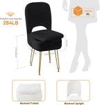 BRIAN & DANY Vanity Chair with Storage and Folding Back, Faux Fur Square Storage Chair, Vanity Stool Chair with 4 Metal Legs for Bedroom, Living Room and Makeup Stations, 13.4"x 15"x 30", Black