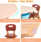 GLACER Toddler Table and Chair Set - 3 Pieces Children Activity Table w/4 Storage Bins, Kids Play Table, Kids Table and Chairs for Reading, Drawing, Playroom, Snack Time