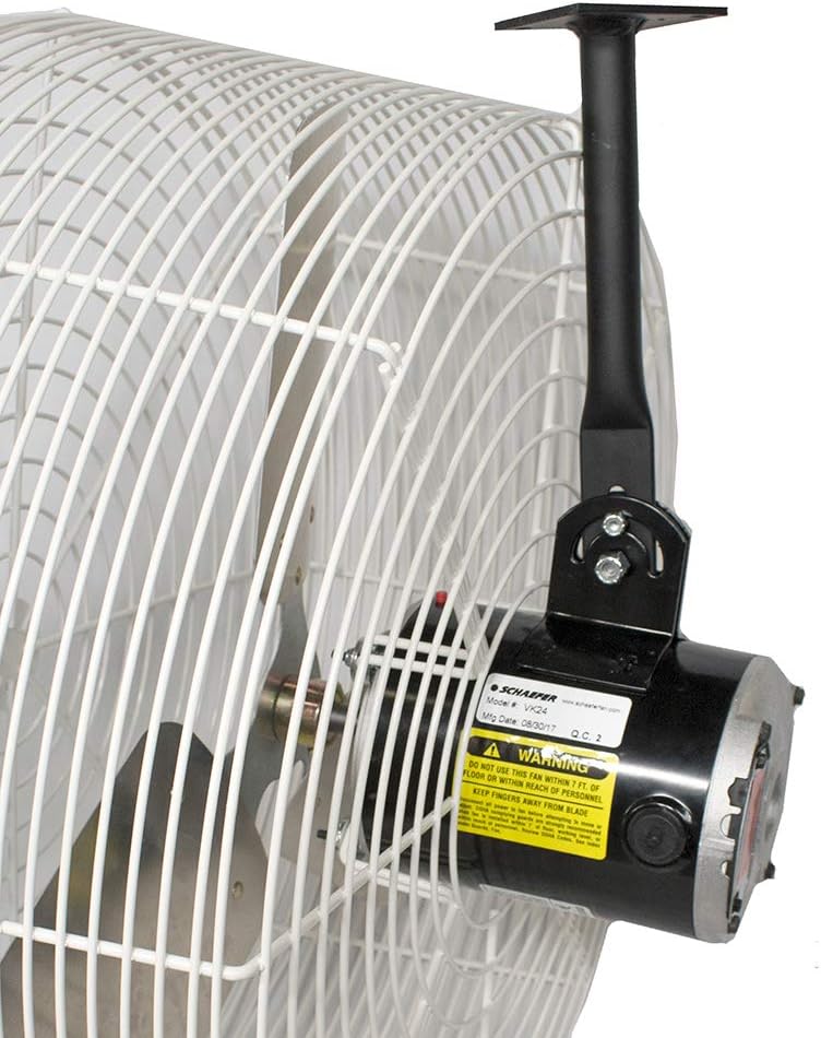 Schaefer VK24 Versa-Kool Deep Guard Greenhouse Air Circulation Fan - 24”HAF Wall Mount Fan w/T-shape Mount - Made in USA - 1/2 HP, 7860CFM - White