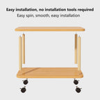 Sofa Side Table with Wheels,Wooden Night Stand with Open Shelf,2 Tier Small Rolling Tea Cart and Coffee Cart for Living Room,Kitchen, Bedroom, Office (Modern)
