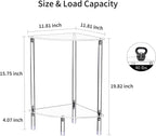 Clear Triangle Acrylic Side Table Set of 2 for Small Space, 11.81" L x 11.81" W x 19.82" H, 2-Tier Corner Shelf Stand End Table for Living Room Bedroom, Corner Rack Storage Shelf for Bathroom