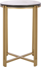 SAFAVIEH Couture Collection - Levitt Cast Glass Top Accent Table, Sculptural Modern Side Table, Brass Finish Base, Fully Assembled (SFV7916A)