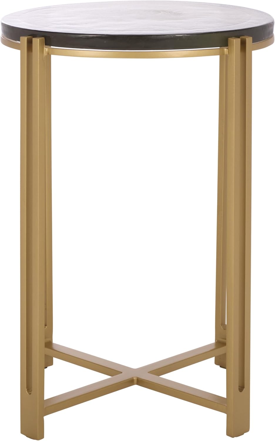 SAFAVIEH Couture Collection - Levitt Cast Glass Top Accent Table, Sculptural Modern Side Table, Brass Finish Base, Fully Assembled (SFV7916A)