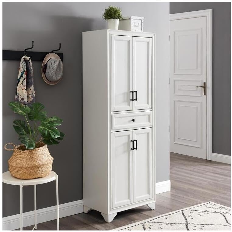 HomeStock White Kitchen Pantry Cabinet - Adjustable Shelves - 67.75" Height - Storage Organizer