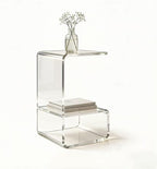 Acrylic End Table for Nightstand,21" H C-Shaped End Table for Living Room,Bedside Table for Bedroom.Side Tables for Living Room for Small Spaces,Clear