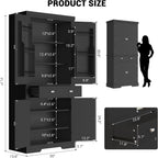 71.7 Inch Kitchen Pantry Cabinet,Freestanding High Cupboard Bathroom Storage Cabinet with 2 Drawer & Cabinets, 3 Adjustable Shelves, 6 Door Shelves,for Living Room, Kitchen Black