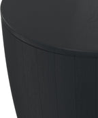 SIMPLIHOME Elmbrook End Table - 21 inch Wide Solid Mango Wood Round Drum Table with Vertical Panel Detailing in Black, Modern Nightstand or Plant Stand for Living Room or Bedroom, Assembled