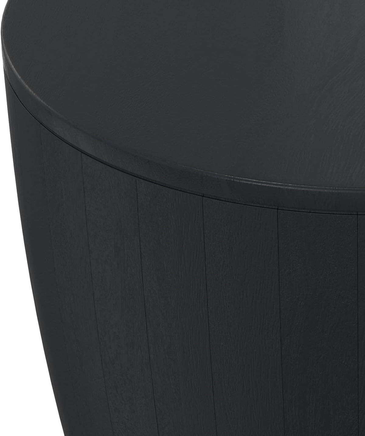 SIMPLIHOME Elmbrook End Table - 21 inch Wide Solid Mango Wood Round Drum Table with Vertical Panel Detailing in Black, Modern Nightstand or Plant Stand for Living Room or Bedroom, Assembled