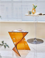 Modern Acrylic Coffee Table, Stackable End Tables Living Room, Clear Plastic Corner Side Table, Acrylic Nightstand for Living Room, Bedroom, Study, Patio(Transparent)