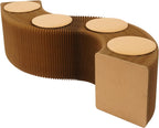 Folding Paper Stool with Pu Cushion,Accordion Paper Folding Sofa Chair,Scalable Folding Bench,3.9/4.9/6.6/8.2ft Accordion Chair Stool,One Seat Holds 400lb,for Living Room,Coffee Bar (Brown, 4 Seats)