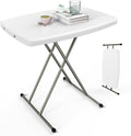 VINGLI Small Adjustable Folding Table, 13.8 in-28 in Height Personal Laptop TV Tray, HDPE Plastic Top with Steel Frame, 30 inch, White
