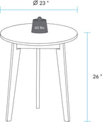 Three-Legged 23" W Round Side Modern Table with Solid American Hardwood Top