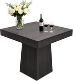 GarveeHome Square Dining Table for 4, 31.5'' Small Kitchen Table with Pedestal Base, Farmhouse Dinner Tables for Kitchen, Dining Room, Living Room, Cafe, Apartment, Small Spaces (Grey-Black)