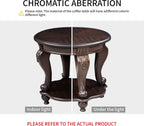 Vintage Small Round End Table 22" Wood Side Table, Antique Table Legs with Elegant Carvings, Easy Assembly,Espresso