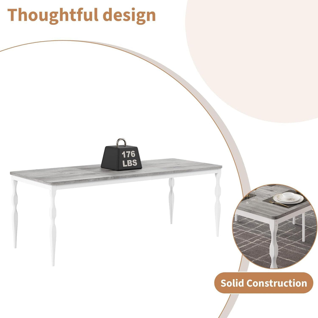 IDEALHOUSE 78 Inch Farmhouse Dining Table for 6-8 People, Rectangular Wood Kitchen Table with Heavy Duty Legs, Kitchen Dining Room Table for Dining Room Kitchen, Wash Grey