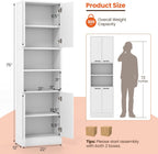 Giantex Kitchen Pantry Cabinet, 75” Tall Freestanding Cupboard with Doors & Shelves, Safety Hinges & Anti-Tipping Devices, Storage Sideboard for Dining Room, Living Room (White)