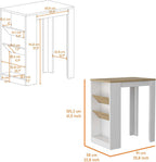 Wine Storage Pedestal Kitchen Island White and Macadamia | Three-tier design with dedicated wine display shelves