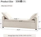HULALA HOME 59" Storage Bench with 2 Throw Pillows, Modern Long Bedroom Bench for End of Bed, Comfy Upholstered Footstool for Entryway Living Room, Linen