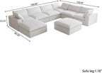 Cloud Modular Sectional Couch,160inch Overzised Down Filled Comfort Sofa Couch for Living Room,8 Seater Minimalist Wide Deep Seat Convertible Couches,Sofa Cover Washable & Removable,White