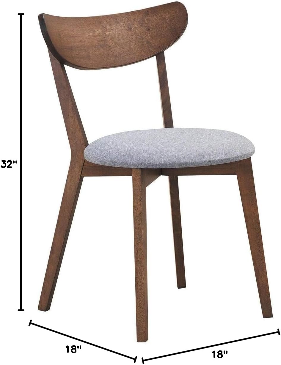 COSTWAY Dining Chairs Set of 6, Mid-Century Modern Kitchen & Dining Chairs with Curved Back and Cushioned Seat, Walnut Finished Wood Living Room Side Chairs for Kitchen, Dining Room, Bistro