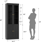 Cyclysio Kitchen Pantry Cabinet, 80" Wood Pantry Storage Cabinet with Doors and Adjustable Shelves, Kitchen Cabinet with Thickened Top Panel, Tall Cabinet for Livingroom, Pantry, Bathroom, Black