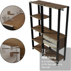 Madesa Kitchen Pantry Storage Rack with 2 Drawers, 7 Shelves and Hanging Space 51" L Multiuse Modular Cabinet for Kitchen Organization - Black/Brown