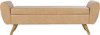 HomePop 60" Modern Storage Bench with Wood Legs - Sand Faux Leather