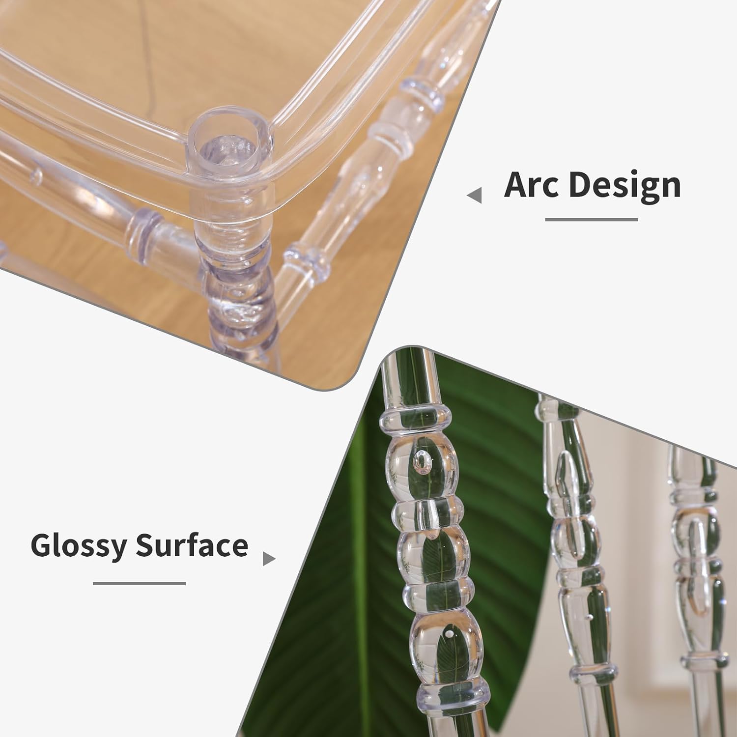 Clear Acrylic Napoleon Chair for Dining, Weddings and Events | Modern Acrylic Seat, Plastic Transparent Crystal Chairs, Armless See Through Chair for Vanities, Banquets, Kitchens