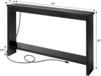 ZGREN Narrow Sofa Table with Outlet, USB Ports and Charging Station - Skinny Console Table for Living Room and Entryway, Black