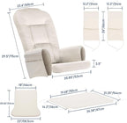 5 PCS Replacement Cushions for Glider Rockers - Thickened Non-Slip Cushions Set with Ottoman Cover & Storage Pocket, Washable & Supportive for Ultimate Comfort
