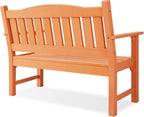 Psilvam 2-Person Outdoor Memorial Bench, All-Weather Poly Lumber Garden Bench, Rot-Resistant Outdoor Patio Bench for Park,Porch,and Church (Orange)