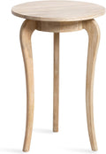 Kate and Laurel Mariona Coastal Round Mango Wood Side Table, 16 x 16 x 24, Light Natural, Modern Circle End Table with Classic Curved Legs for Living Room Home Decor or Bedroom Nightstand Decor