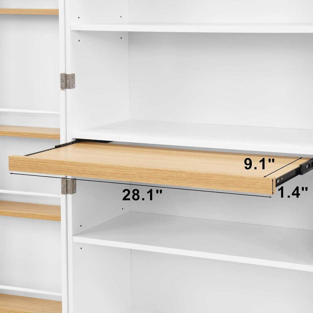 29.9x15.74x71.65Inches White Kitchen Pantry Cabinet, Freestanding Storage Cabinet with Doors & 3 Adjustable Shelves, Buffet Cupboards Sideboard for Kitchen Living Room Dining Room