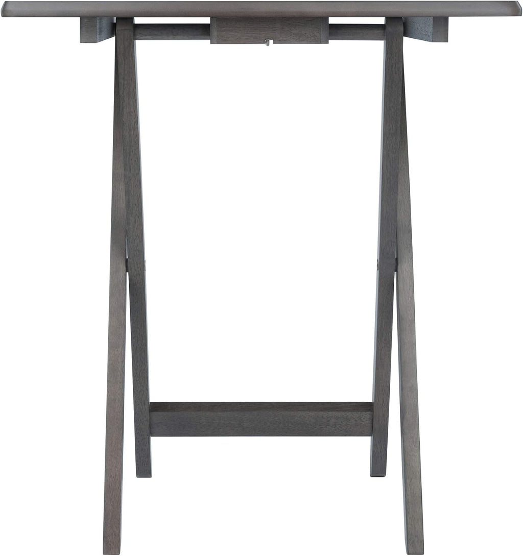 WINSOME Dorian Oversized Snack Table Set, Oyster Gray (Brown Base) (replace color may vary)., 23.62 x 15.75 x 25.51, 5pc