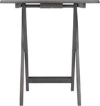 WINSOME Dorian Oversized Snack Table Set, Oyster Gray (Brown Base) (replace color may vary)., 23.62 x 15.75 x 25.51, 5pc