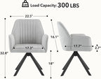Furniliving 360° Swivel Dining Chairs Set of 2, Modern Upholstered Dining Room Chairs with Thicken Cushion, Style Chair with Arms Swivel Kitchen Chairs for Living Room, Restaurant, Chenille, LightGrey