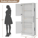 Tall Kitchen Pantry Cabinet with 4 Doors, 70 Inch Freestanding Storage Sideboard, Adjustable Shelves Wooden Cabinet for Living Room, Dining Room, Bathroom, Laundry Room Organization, White