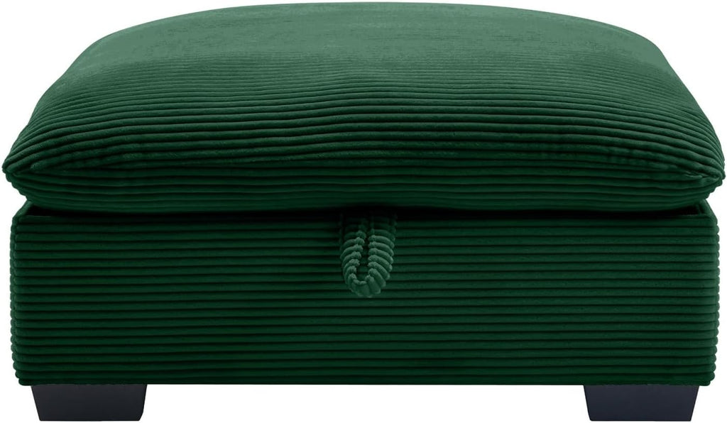 Corduroy Fabric Ottomans Footrest to Combine with 2 Seater Sofa, 3 Seater Sofa and 4 Seater Sofa, Green Corduroy