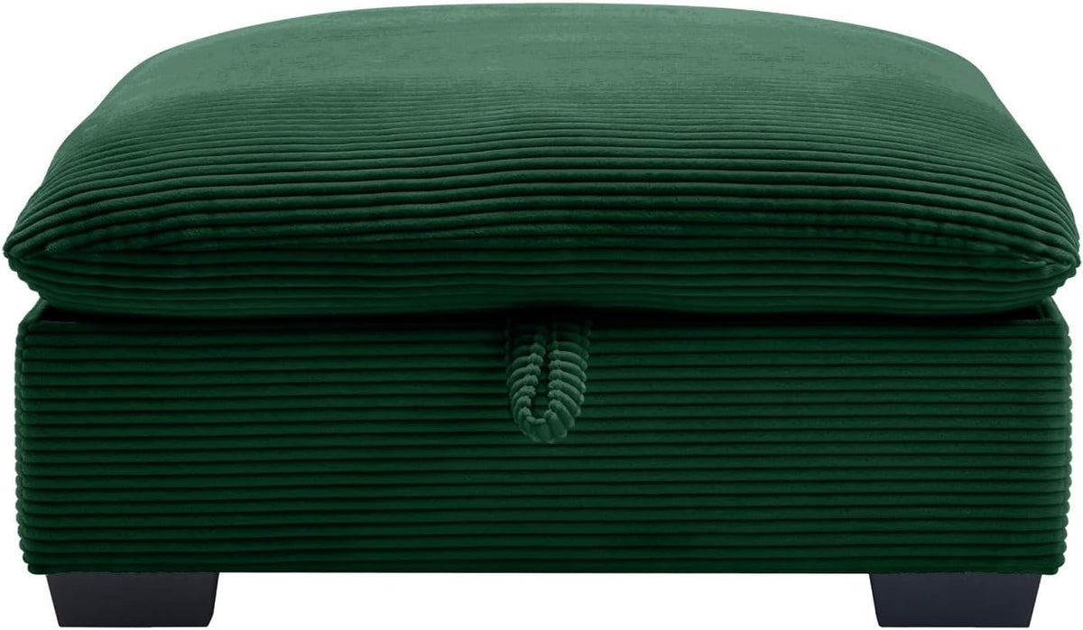 Corduroy Fabric Ottomans Footrest to Combine with 2 Seater Sofa, 3 Seater Sofa and 4 Seater Sofa, Green Corduroy