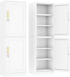 Ckzbx Metal Locker Tall Narrow Storage Cabinet, 67" H Locking Tool File Cabinets Snack Locker Organizer for School Classroom,Bedroom,Gym Home Office,Entryway and Hallway (20" W 2Door White)
