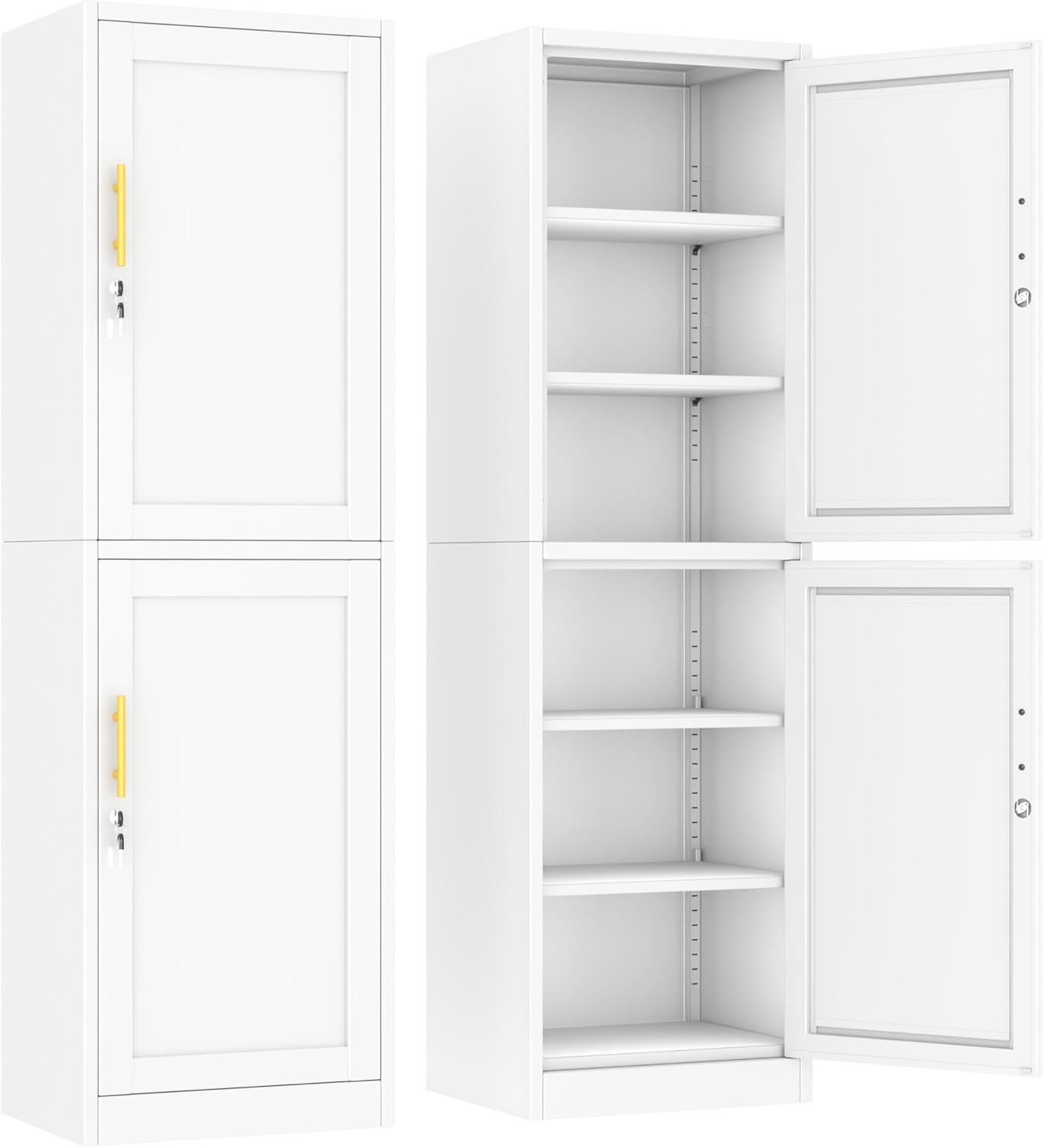Ckzbx Metal Locker Tall Narrow Storage Cabinet, 67" H Locking Tool File Cabinets Snack Locker Organizer for School Classroom,Bedroom,Gym Home Office,Entryway and Hallway (20" W 2Door White)