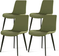 Modern Dining Chairs Set of 4, PU Leather Upholstered Dinner Chairs with Sturdy Metal Legs and Comfort Backrest, Armless Accent Side Chairs for Home Kitchen, Living Room (Green)