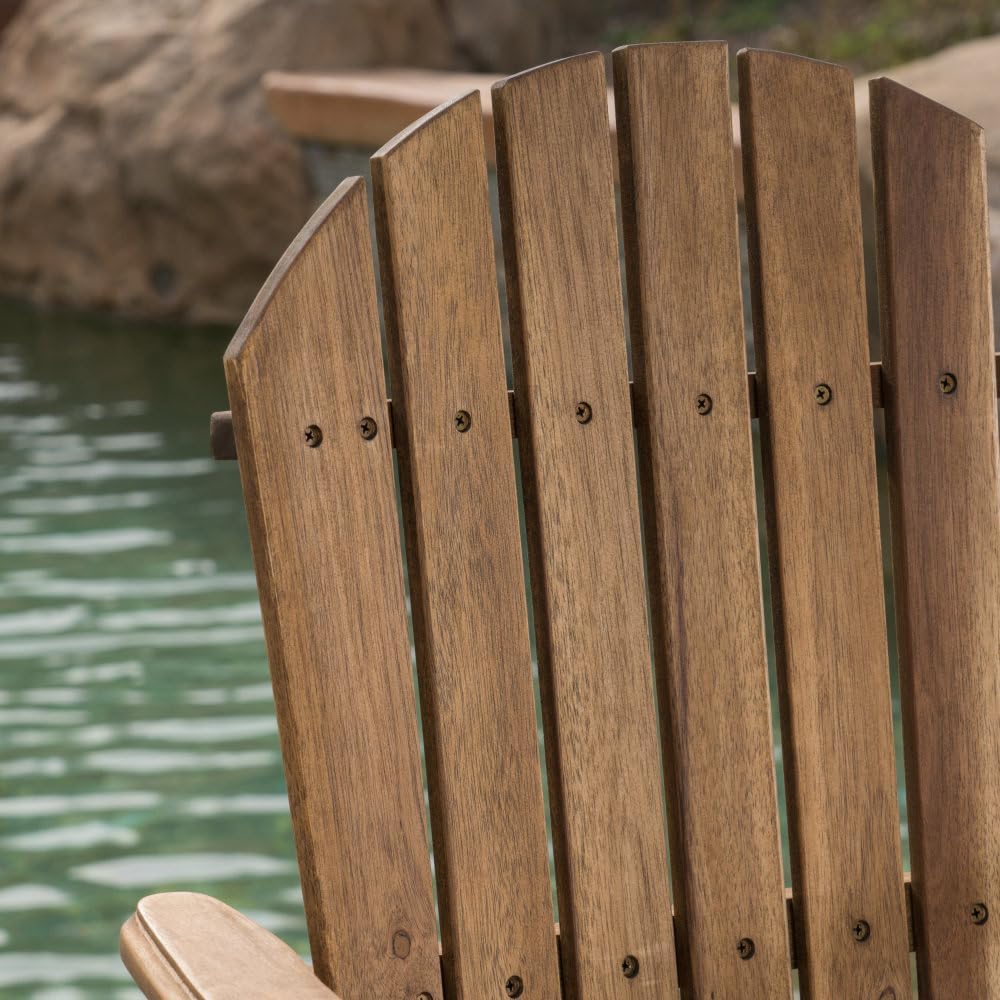 Saiveina Outdoor Acacia Wood Adirondack Barstools, Set of 2, Natural Stained