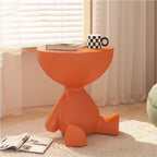 Round End Table with Storage, Cute Sofa Side Table, Versatile Nightstand, Modern Coffee Table for Living Room, Bedroom, Bathroom(Orange)