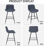 Sidanli Counter Height Barstools Set of 2, Counter Height Chairs with Backrest, Faux Leather, Metal Legs, 24 Inch Height Bar stools for Kitchen, Dining Room, Gray