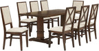 Crosley Furniture Joanna 9-Piece Modern Farmhouse Dining Table Set for 8 with Upholstered Chairs, Dark Oak/Creme