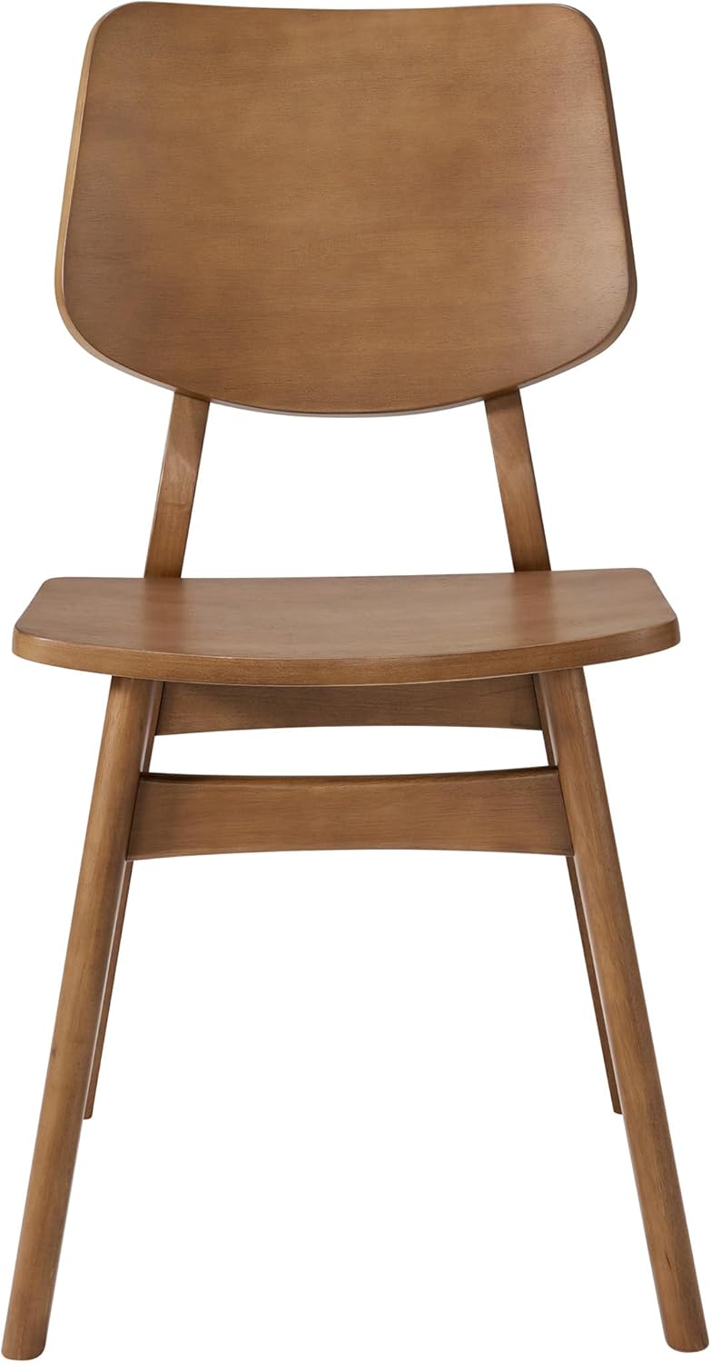 Alaterre Furniture Calais Dining – Mid Century Modern Set of 2 Dining Chairs – Solid Wood Chair Set with Minimalist Design for Dining Room or Kitchen (Warm Pecan Finish)