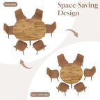 7-Piece Extendable Round Dining Table with Chairs Set for 6, 43"-59" Kitchen Dining Table Set with Heavy Duty Leg for Dining Living Room Apartment(Oak Table + 6 Brown Chairs)